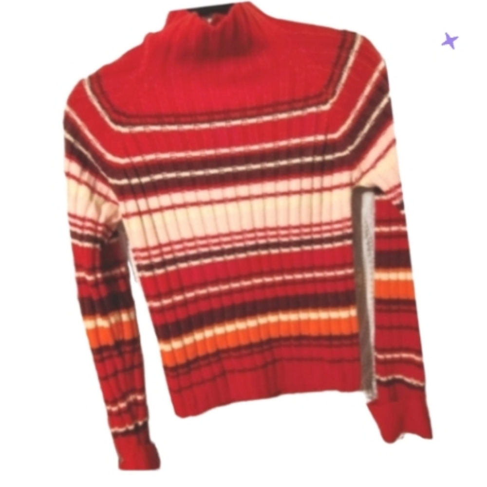 Rave vintage Jr's med ribbed striped medium sweater turtleneck 90s